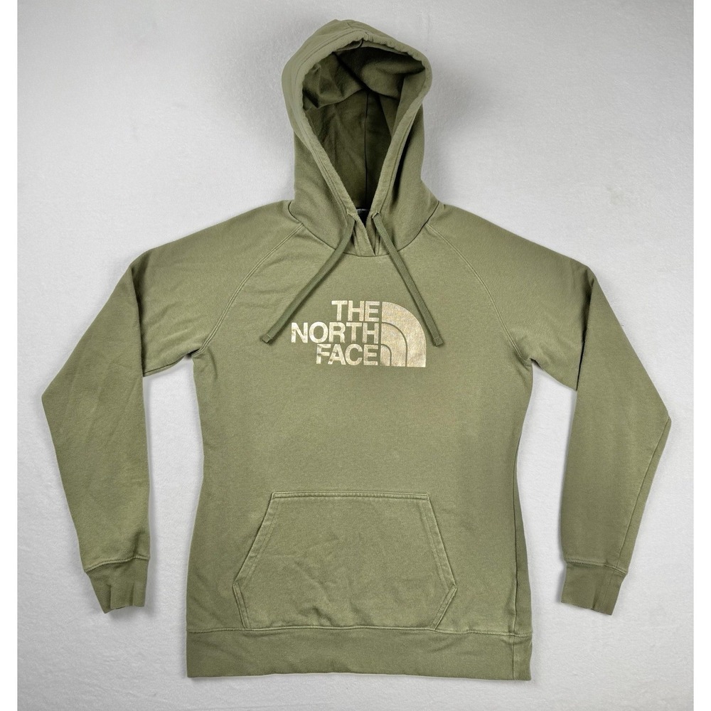 The North Face Hoodie Green Spellout Logo Women's Size Medium